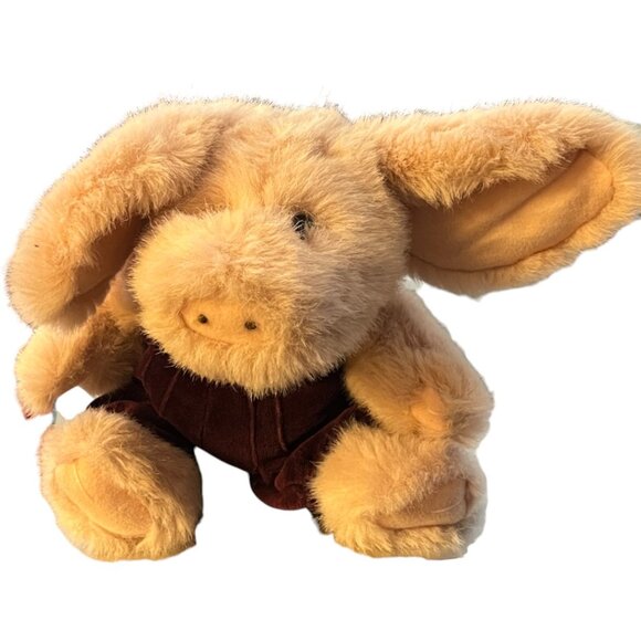 Vtg BOYDS BEARS "Primrose Pig" Purple Overalls Jointed Collectible Plush 10" T - Picture 11 of 16